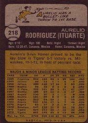 1973 Topps #218 Aurelio Rodriguez back image