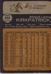 1973 Topps #233 Ed Kirkpatrick back image