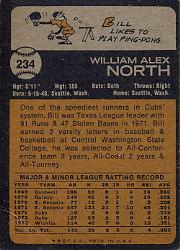 1973 Topps #234 Bill North RC back image