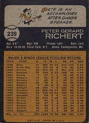 1973 Topps #239 Pete Richert back image