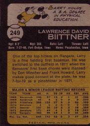 1973 Topps #249 Larry Biittner back image