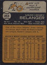 1973 Topps #253 Mark Belanger back image
