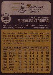 1973 Topps #268 Jerry Morales back image