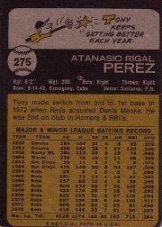 1973 Topps #275 Tony Perez back image
