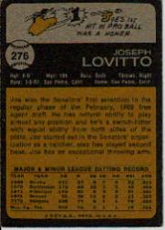 1973 Topps #276 Joe Lovitto RC back image