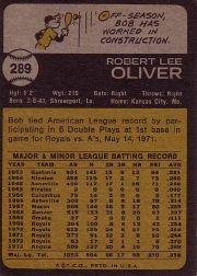 1973 Topps #289 Bob Oliver back image