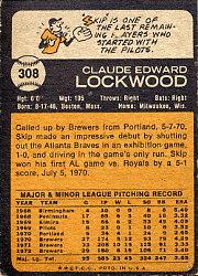 1973 Topps #308 Skip Lockwood back image