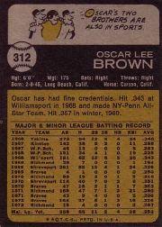 1973 Topps #312 Oscar Brown back image