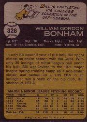 1973 Topps #328 Bill Bonham back image
