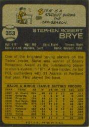1973 Topps #353 Steve Brye back image