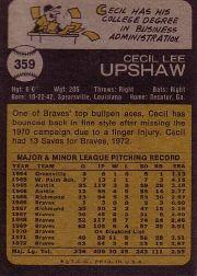1973 Topps #359 Cecil Upshaw back image
