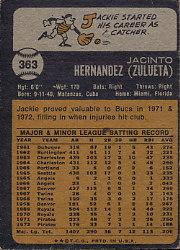 1973 Topps #363 Jackie Hernandez back image