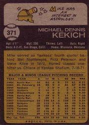 1973 Topps #371 Mike Kekich back image