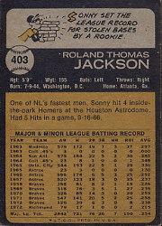 1973 Topps #403 Sonny Jackson back image