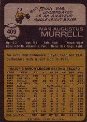 1973 Topps #409 Ivan Murrell back image