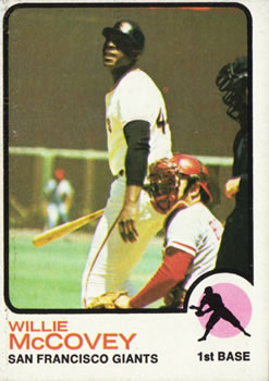 1973 Topps #410 Willie McCovey/Bench behind plate
