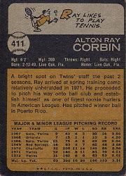 1973 Topps #411 Ray Corbin back image