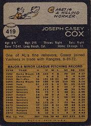 1973 Topps #419 Casey Cox back image