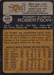 1973 Topps #422 Bob Robertson back image