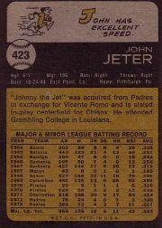 1973 Topps #423 Johnny Jeter back image
