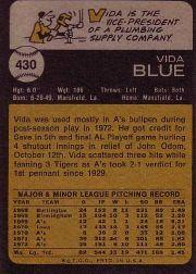 1973 Topps #430 Vida Blue back image