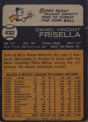 1973 Topps #432 Dan Frisella back image