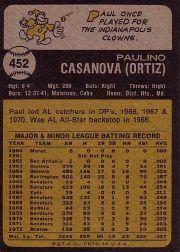 1973 Topps #452 Paul Casanova back image