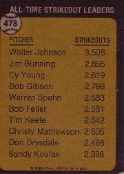 1973 Topps #478 Walter Johnson/All-Time Strikeout Leader back image