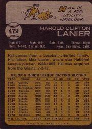 1973 Topps #479 Hal Lanier back image