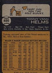 1973 Topps #495 Tommy Helms back image