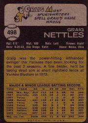 1973 Topps #498 Graig Nettles back image