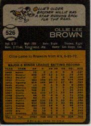 1973 Topps #526 Ollie Brown back image