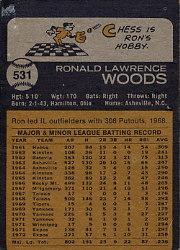 1973 Topps #531 Ron Woods back image