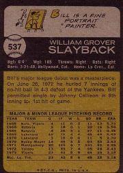 1973 Topps #537 Bill Slayback RC back image