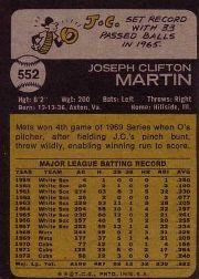 1973 Topps #552 J.C. Martin back image