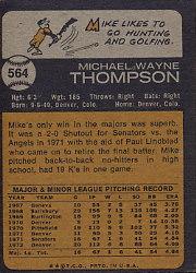 1973 Topps #564 Mike Thompson RC back image