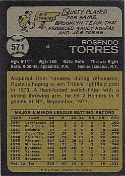 1973 Topps #571 Rusty Torres back image
