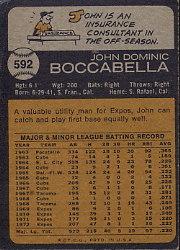 1973 Topps #592 John Boccabella back image