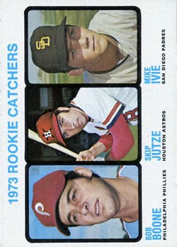 1973 Topps #613 Bob Boone/Skip Jutze/Mike Ivie Rookie Catchers VG