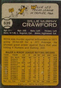 1973 Topps #639 Willie Crawford back image