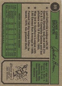 1974 Topps #89 Jackie Brown back image
