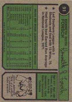 1974 Topps #91 Ken Forsch back image