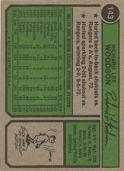 1974 Topps #143 Dick Woodson back image