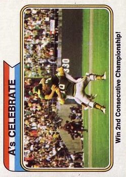 1974 Topps #479 World Series Summary/A's Celebrate