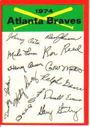 1974 Topps Team Checklists #1 Atlanta Braves