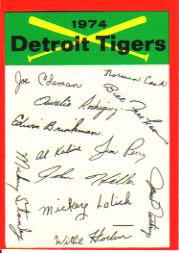 1974 Topps Team Checklists #9 Detroit Tigers
