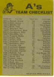 1974 Topps Team Checklists #18 Oakland A's back image