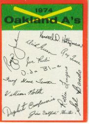 1974 Topps Team Checklists #18 Oakland A's