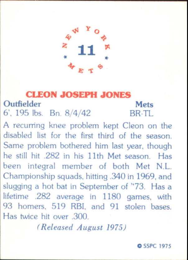 Cleon Jones Memorabilia, Cleon Jones Collectibles, Verified Signed Cleon  Jones Photos