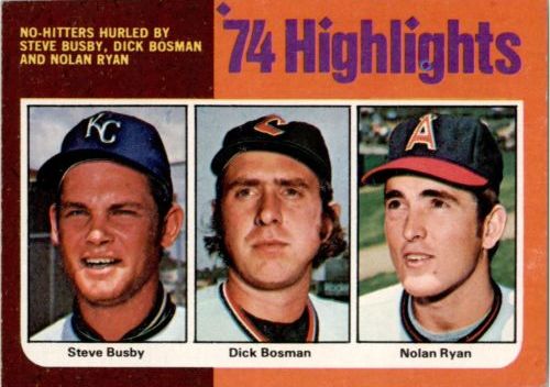 1975 Topps #7 Ryan/Busby/Bosman HL